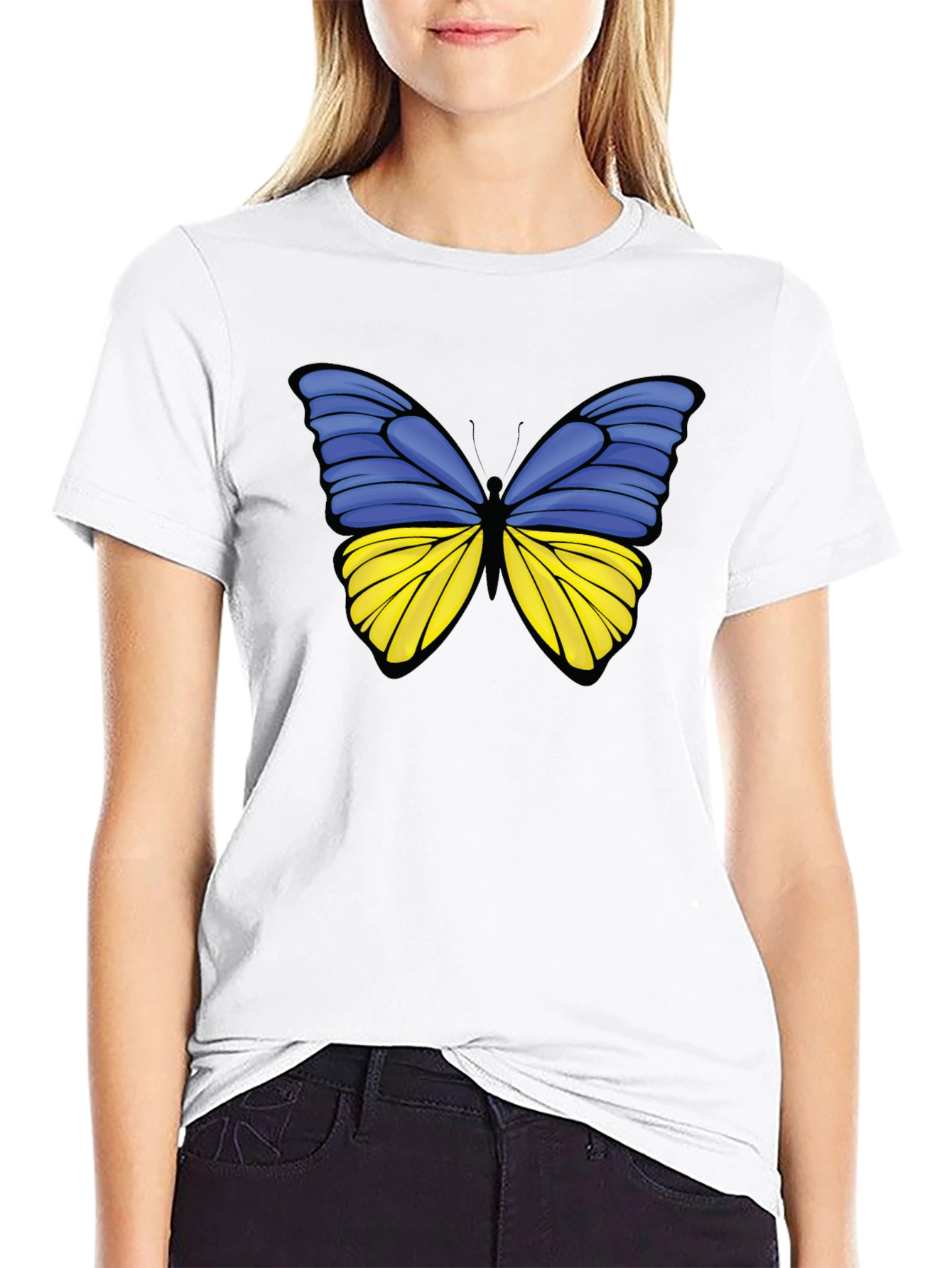 Ukraine Butterfly Black T-Shirt