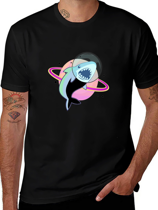 Shark Astronaut Graphic T-Shirt - Black