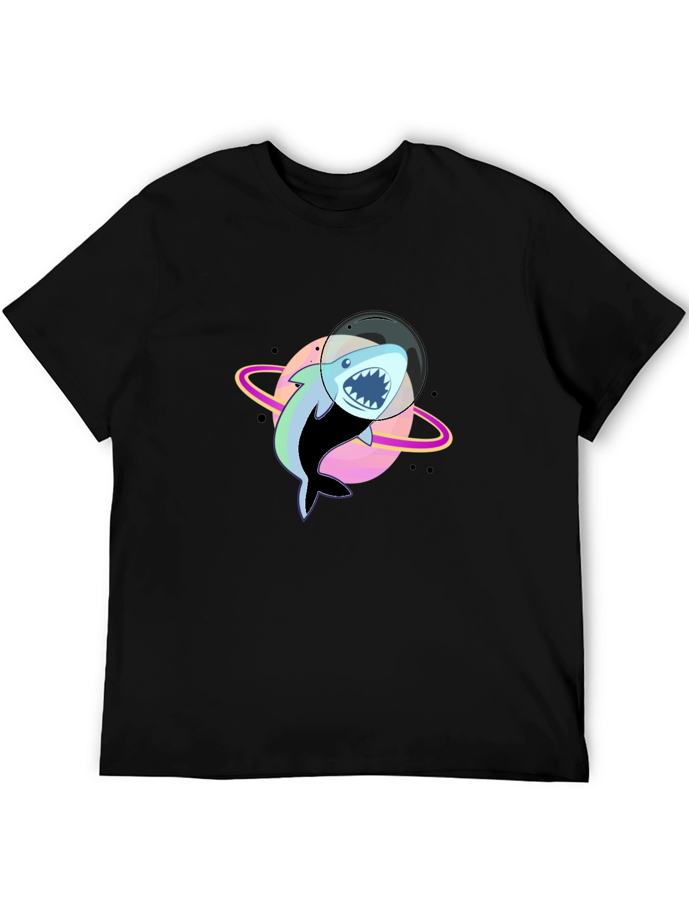 Shark Astronaut Graphic T-Shirt - Black