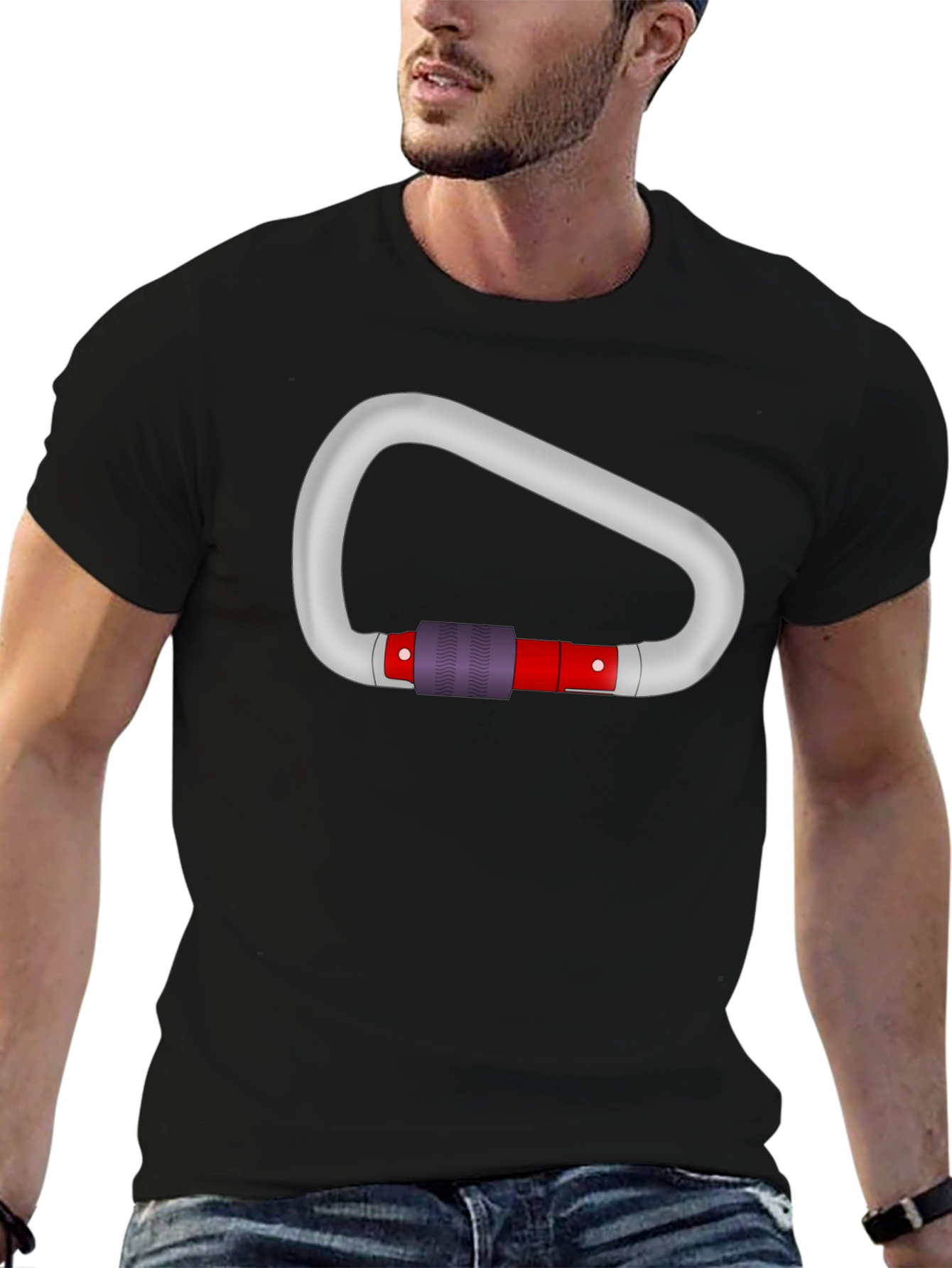 Carabiner Graphic Tee - Black Cotton T-Shirt