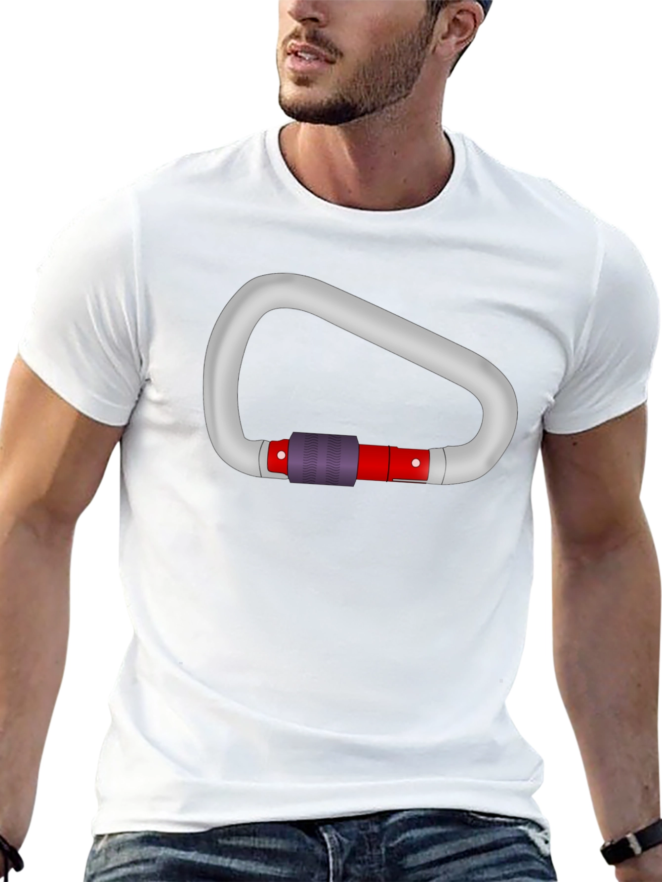 Carabiner Graphic Tee - Black Cotton T-Shirt