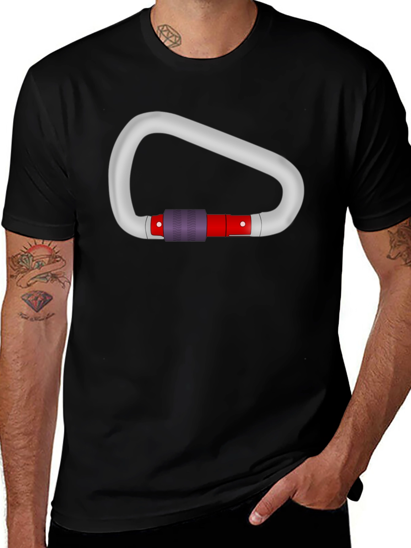 Carabiner Graphic Tee - Black Cotton T-Shirt