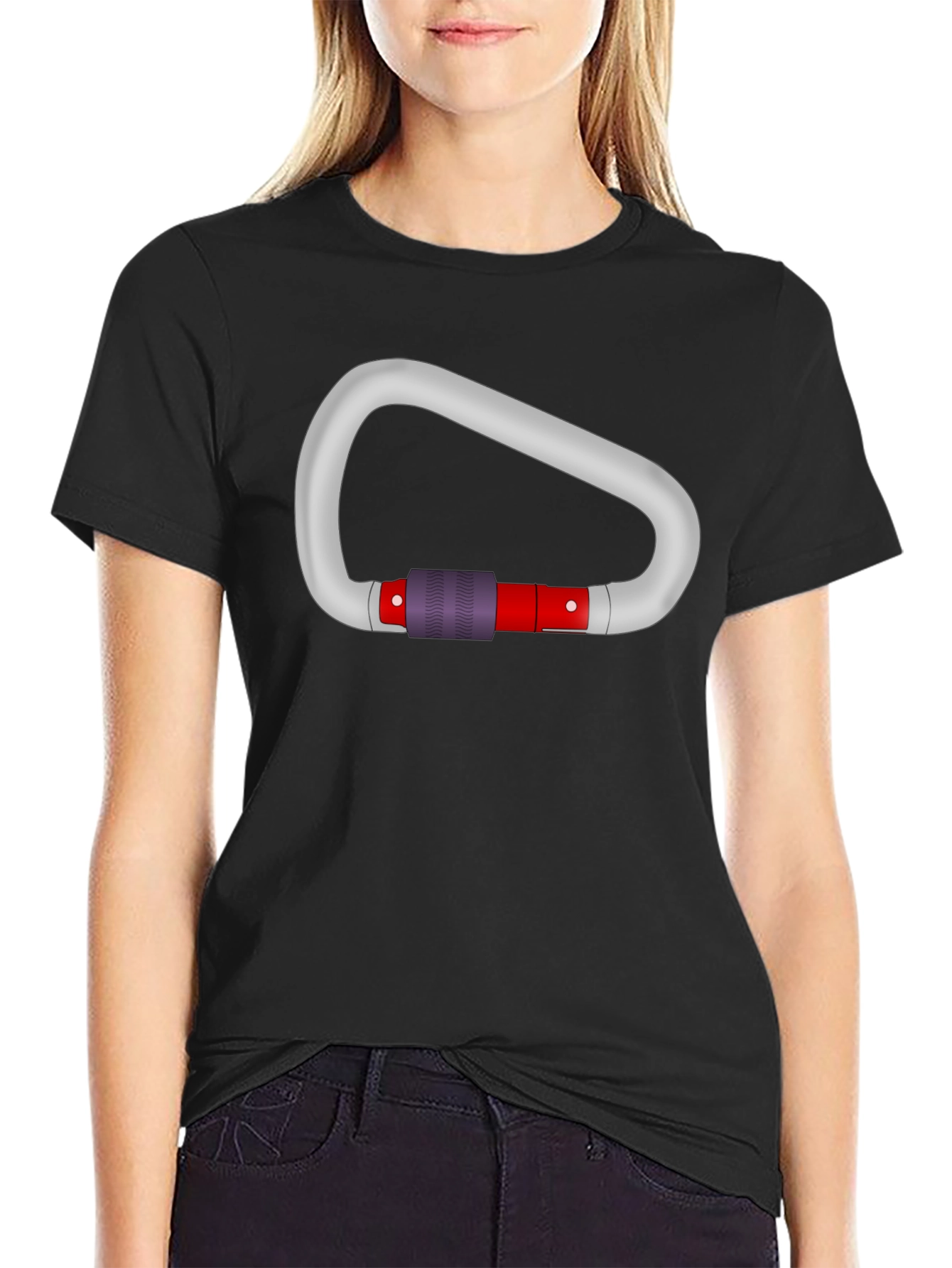 Carabiner Graphic Tee - Black Cotton T-Shirt
