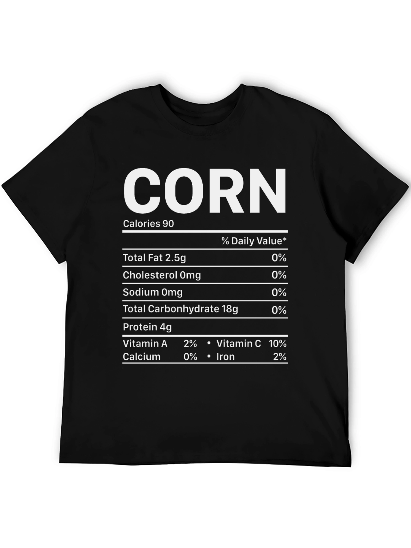 Funny Corn Nutrition Facts Graphic T-Shirt