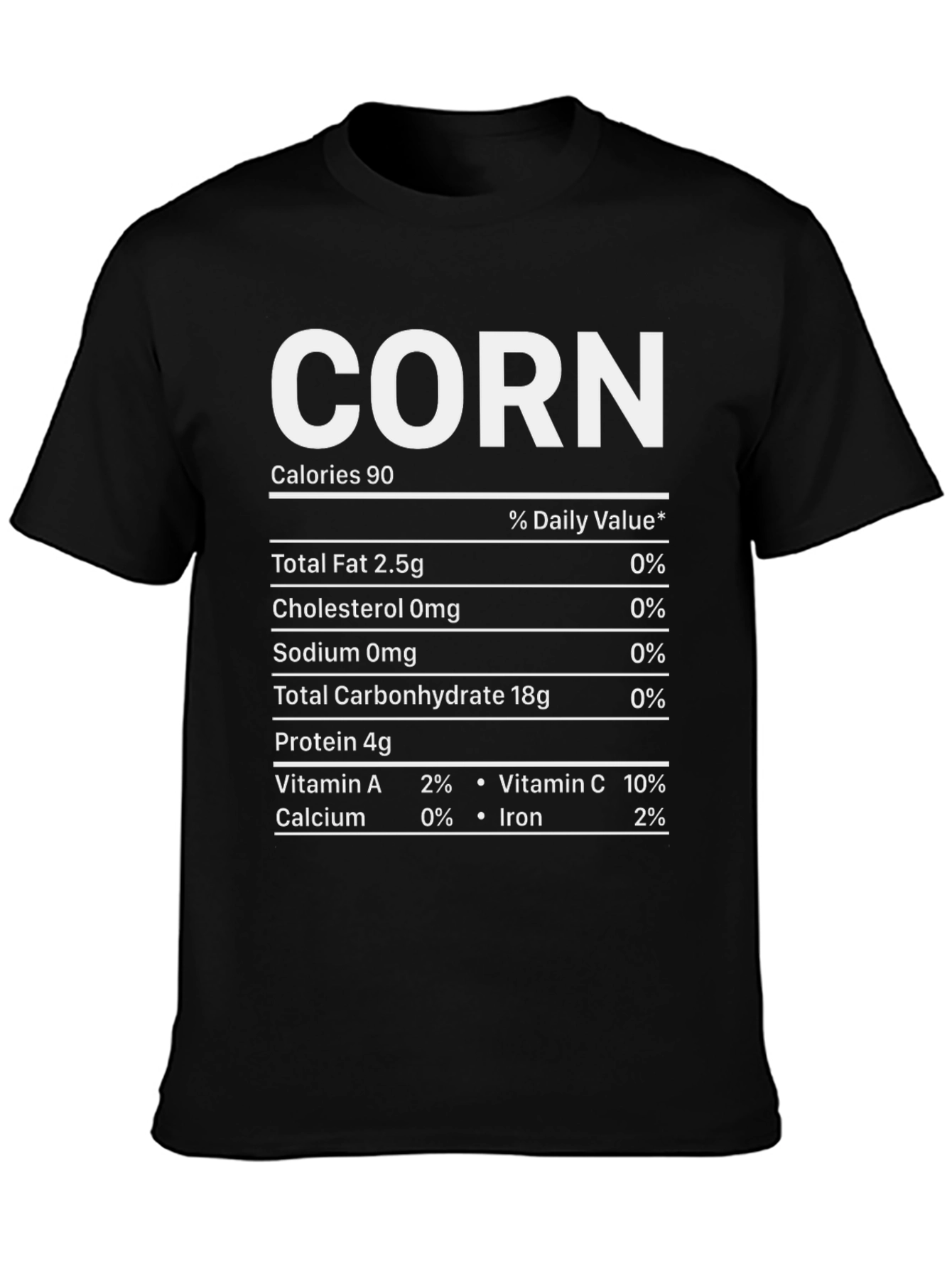 Funny Corn Nutrition Facts Graphic T-Shirt