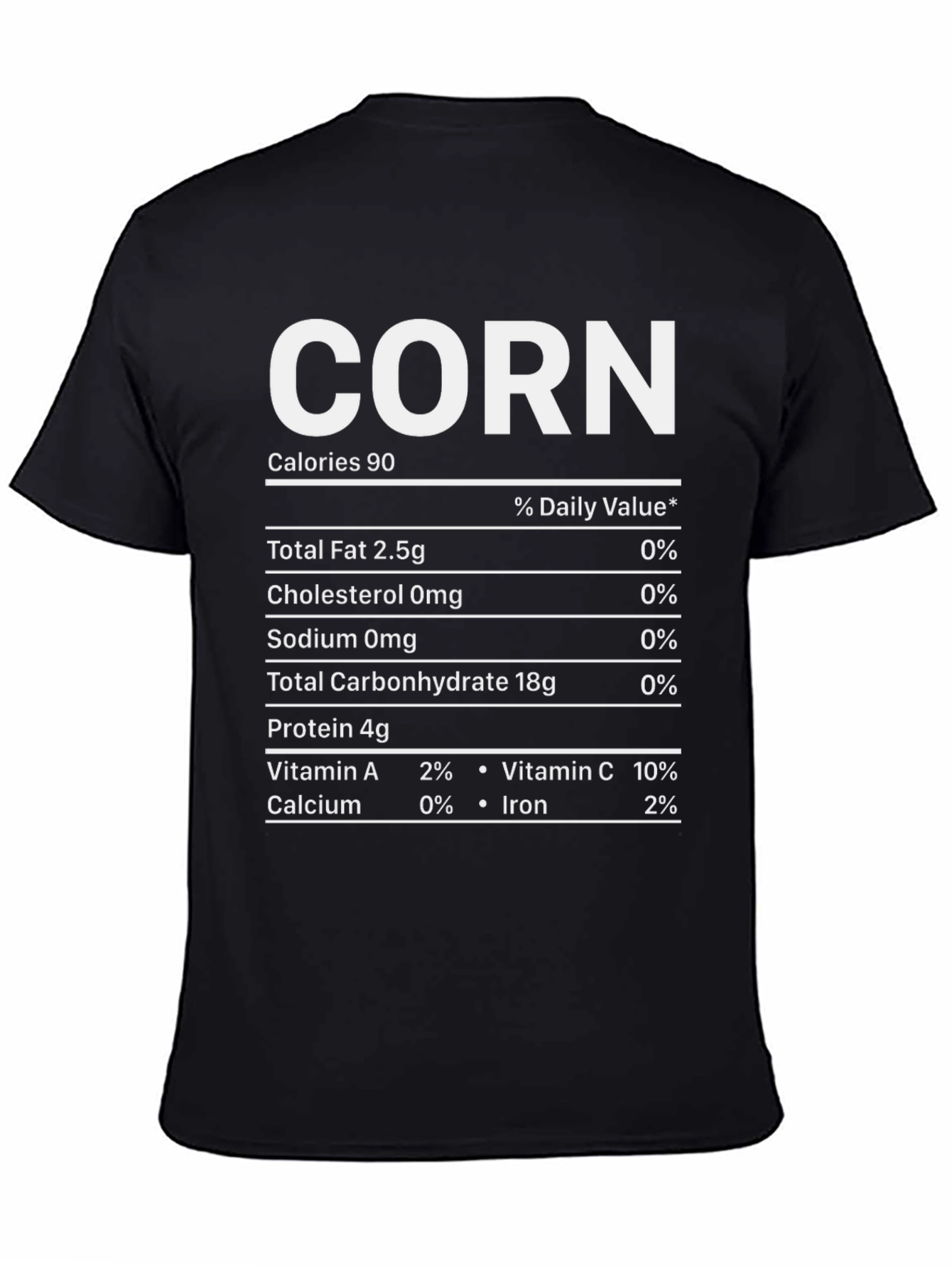 Funny Corn Nutrition Facts Graphic T-Shirt