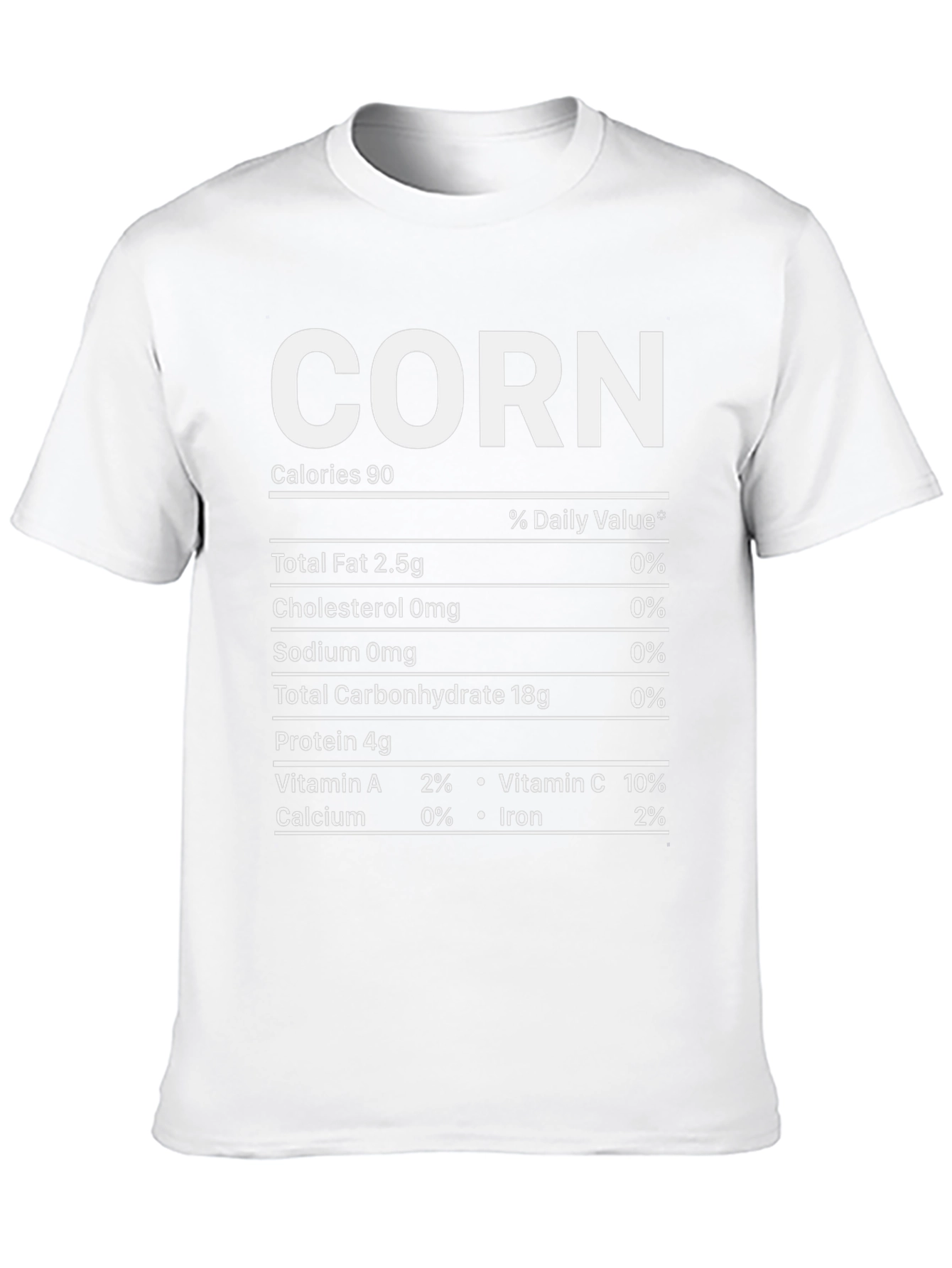 Funny Corn Nutrition Facts Graphic T-Shirt
