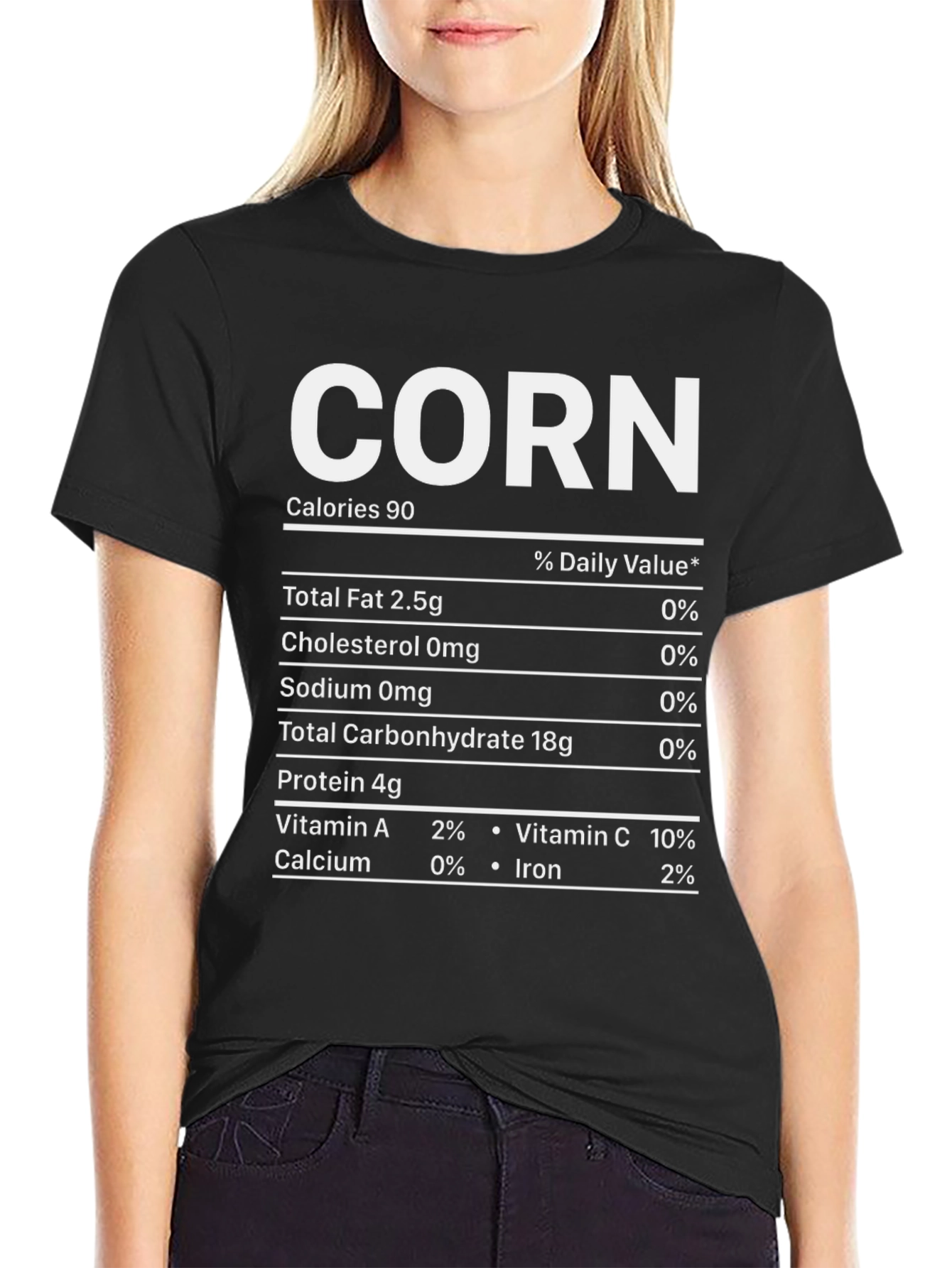 Funny Corn Nutrition Facts Graphic T-Shirt