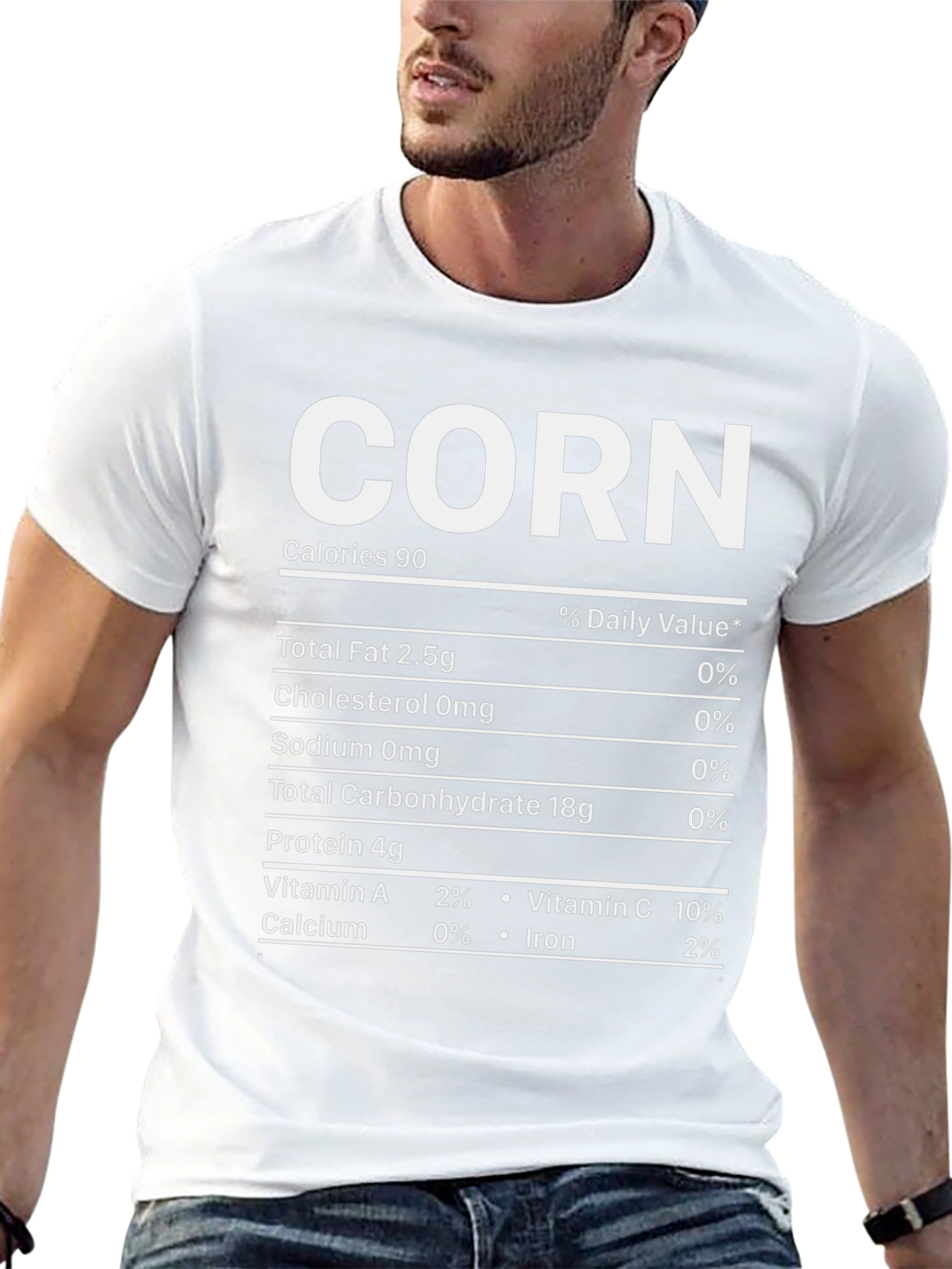 Funny Corn Nutrition Facts Graphic T-Shirt