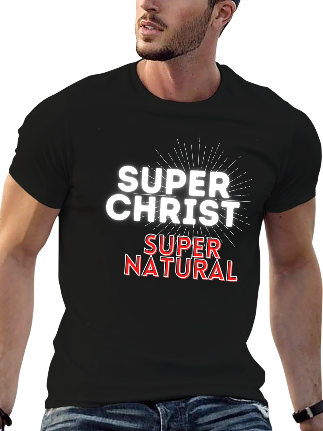 Super Christ Super Natural Black Tee Shirt