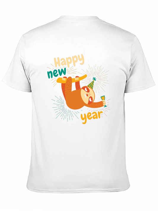 Happy New Year Sloth T-Shirt Funny Party Tee