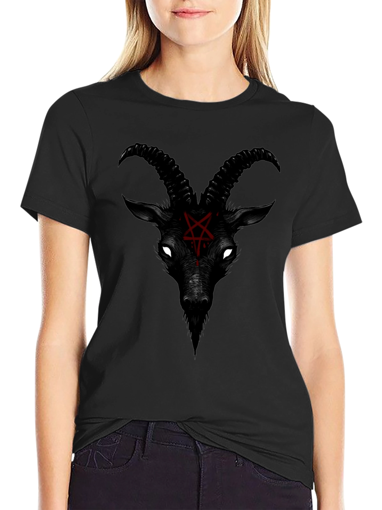Baphomet Graphic Tee - Black Satanic Goat T-Shirt