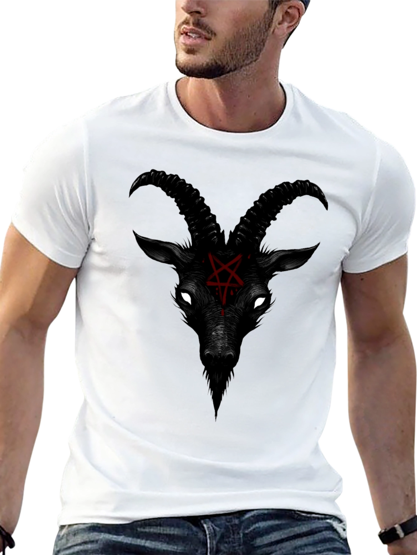 Baphomet Graphic Tee - Black Satanic Goat T-Shirt