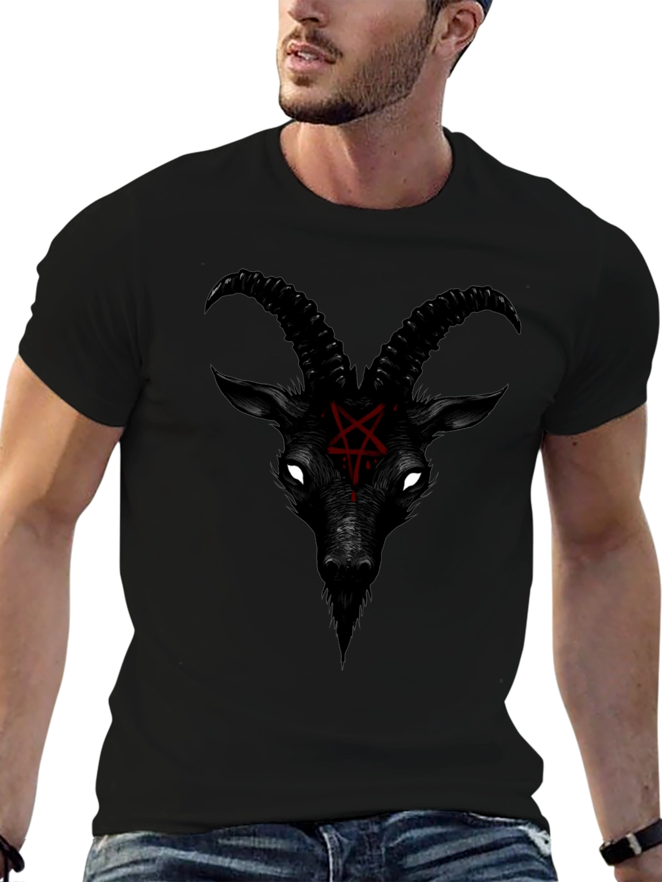 Baphomet Graphic Tee - Black Satanic Goat T-Shirt