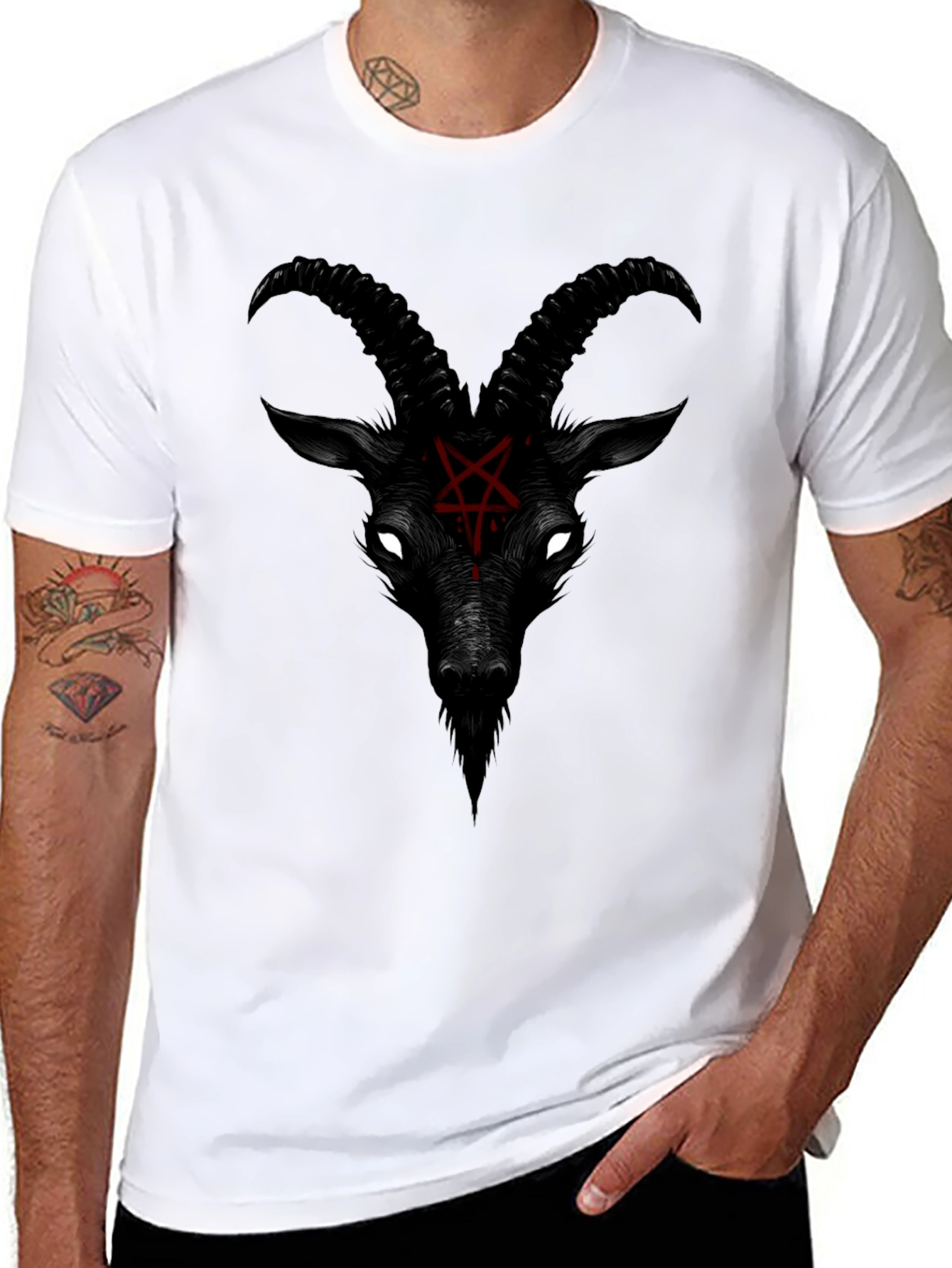 Baphomet Graphic Tee - Black Satanic Goat T-Shirt