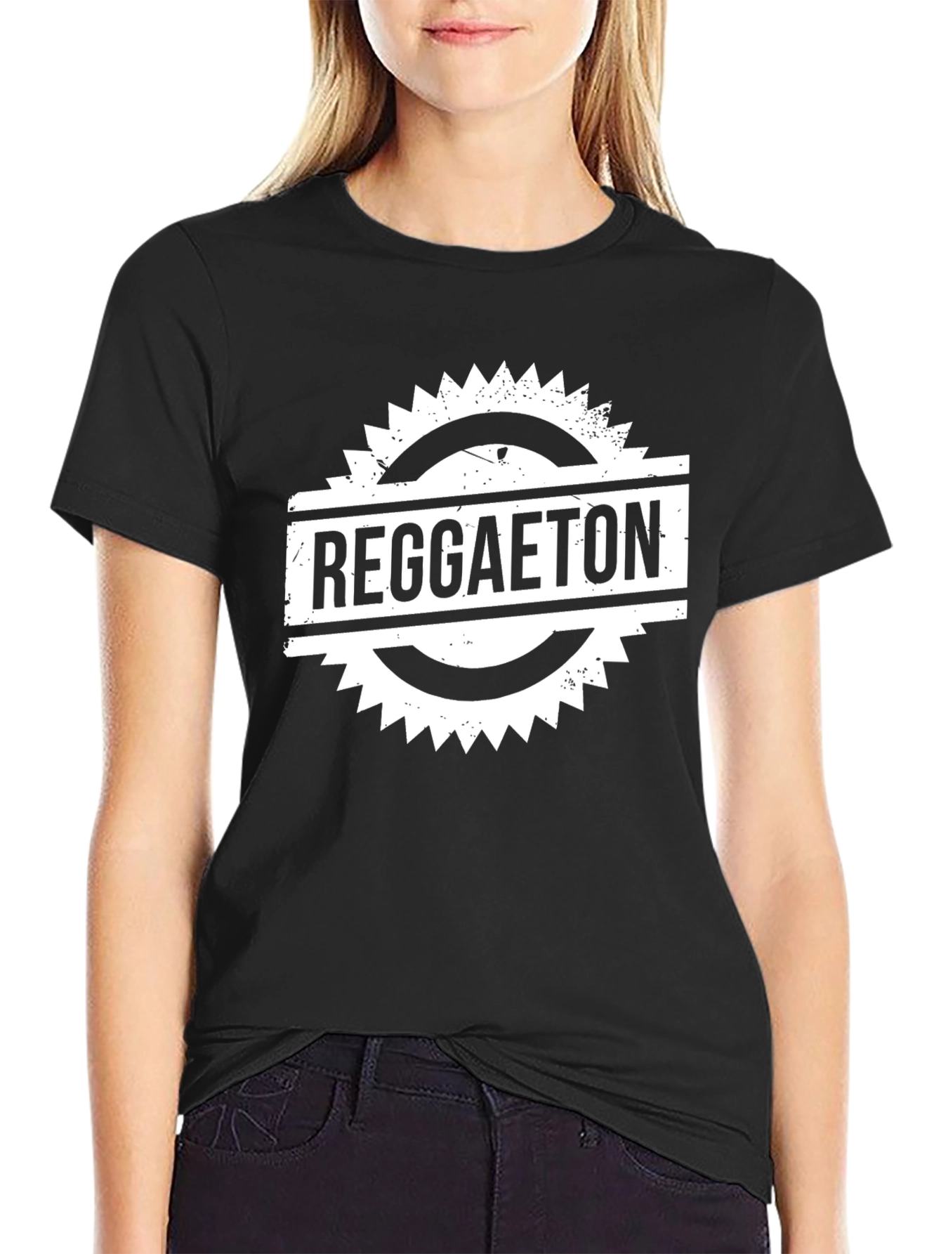 Reggaeton Graphic Print Black T-Shirt