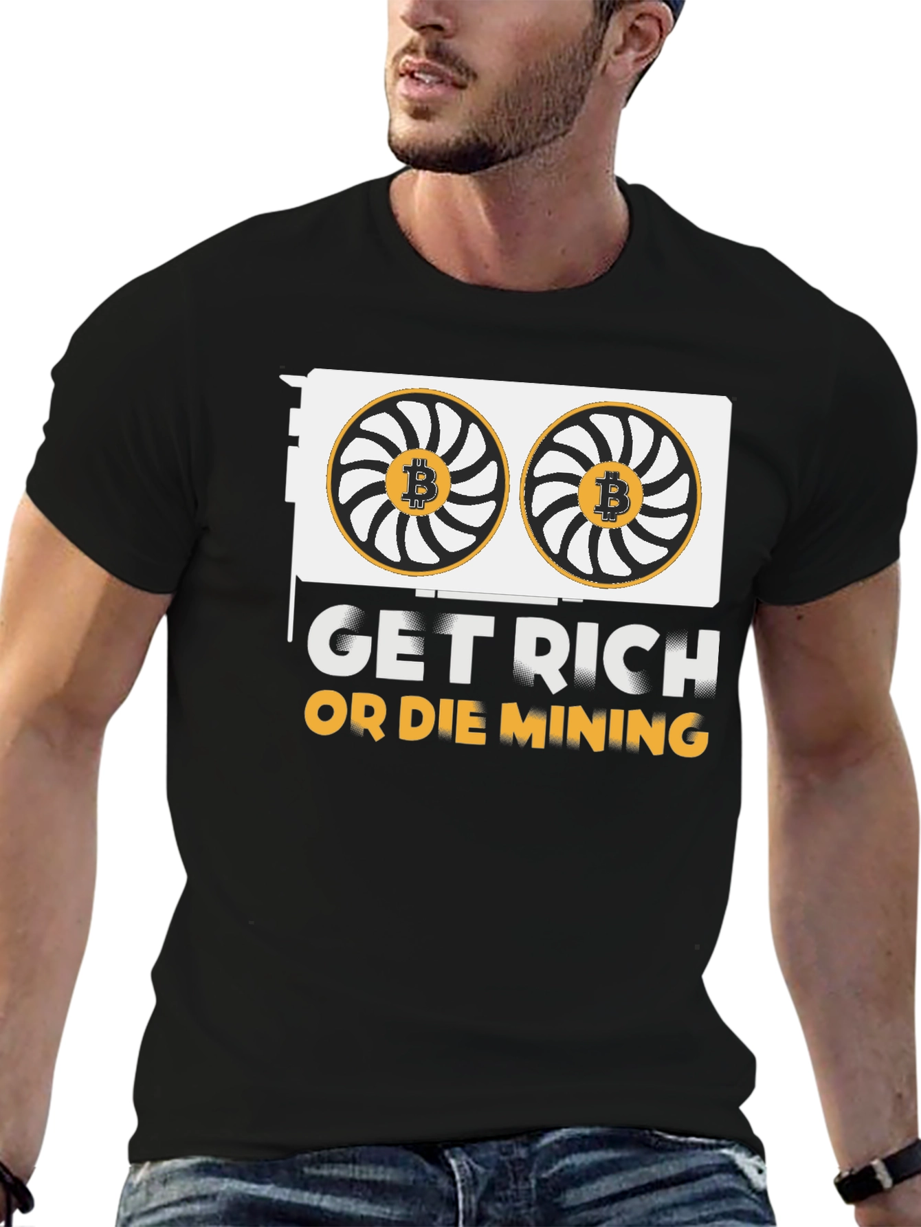 Get Rich Or Die Mining Crypto Black T-Shirt