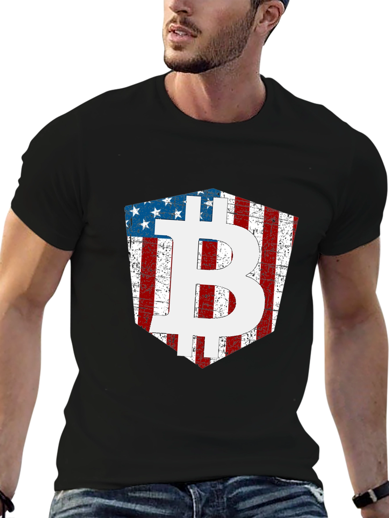American Flag Bitcoin T-Shirt Crypto Tee