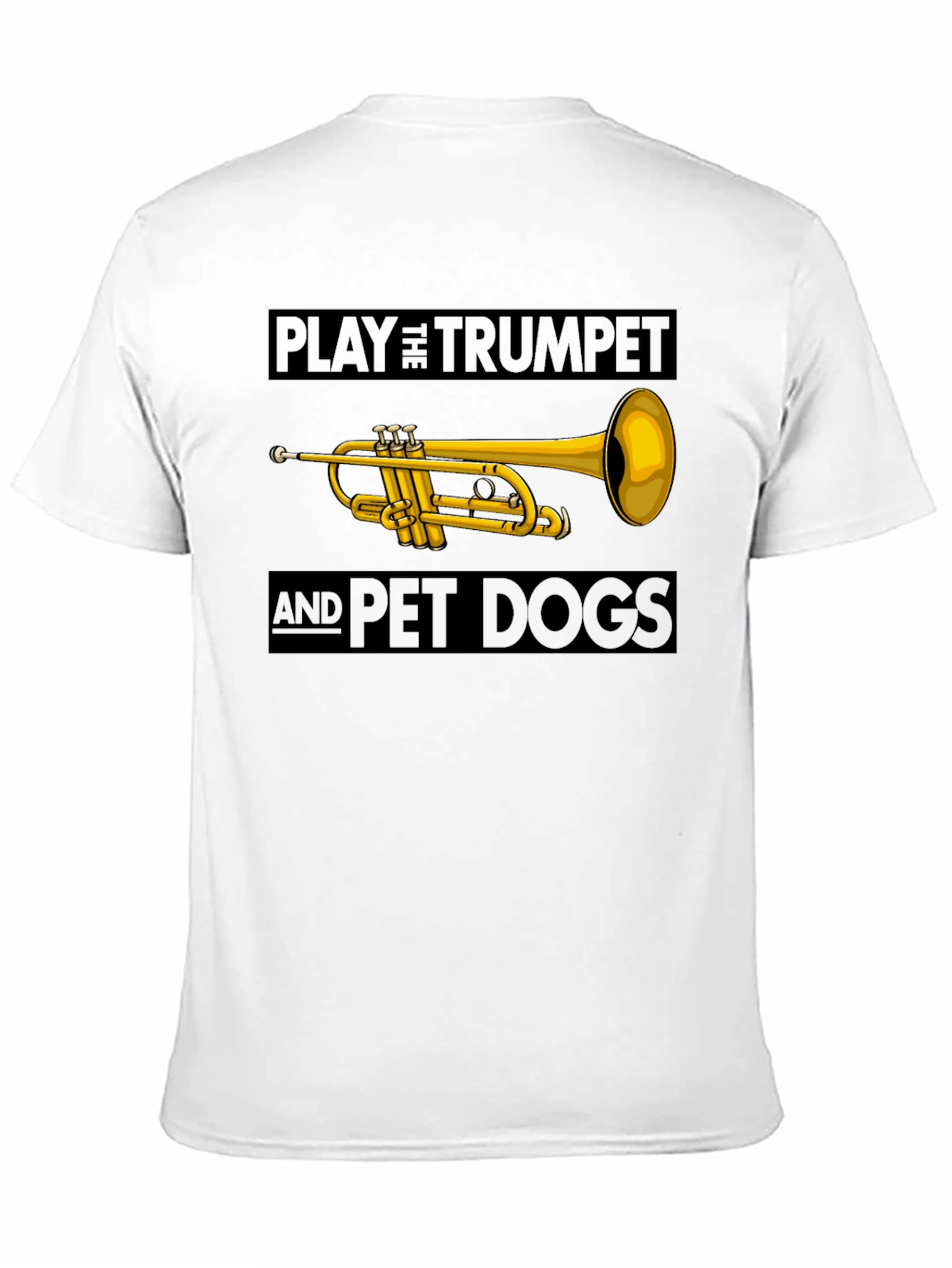 Play Trumpet and Pet Dogs Black T-Shirt