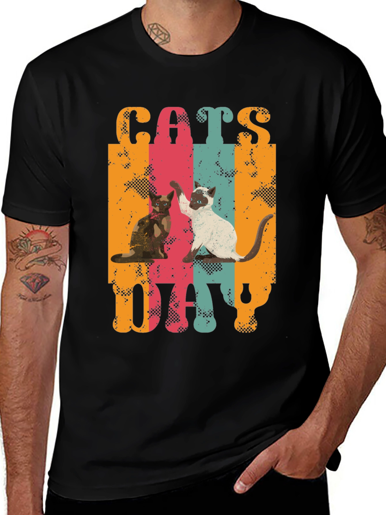 Cats Day Retro Graphic T-Shirt