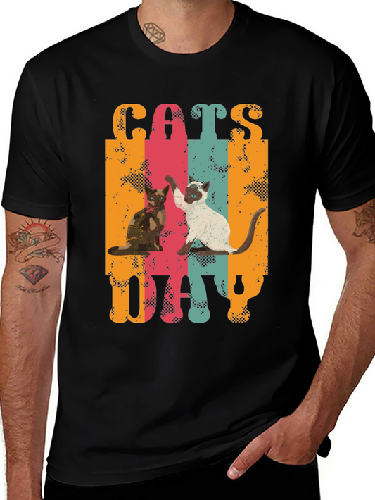 Cats Day Retro Graphic T-Shirt