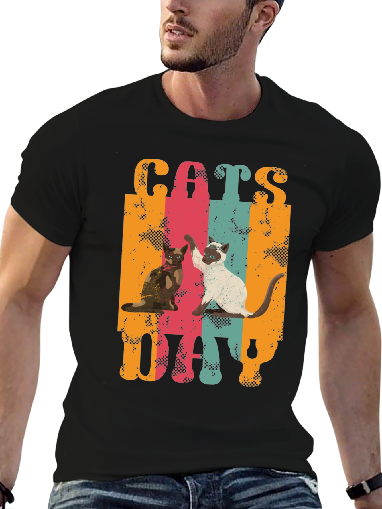 Cats Day Retro Graphic T-Shirt