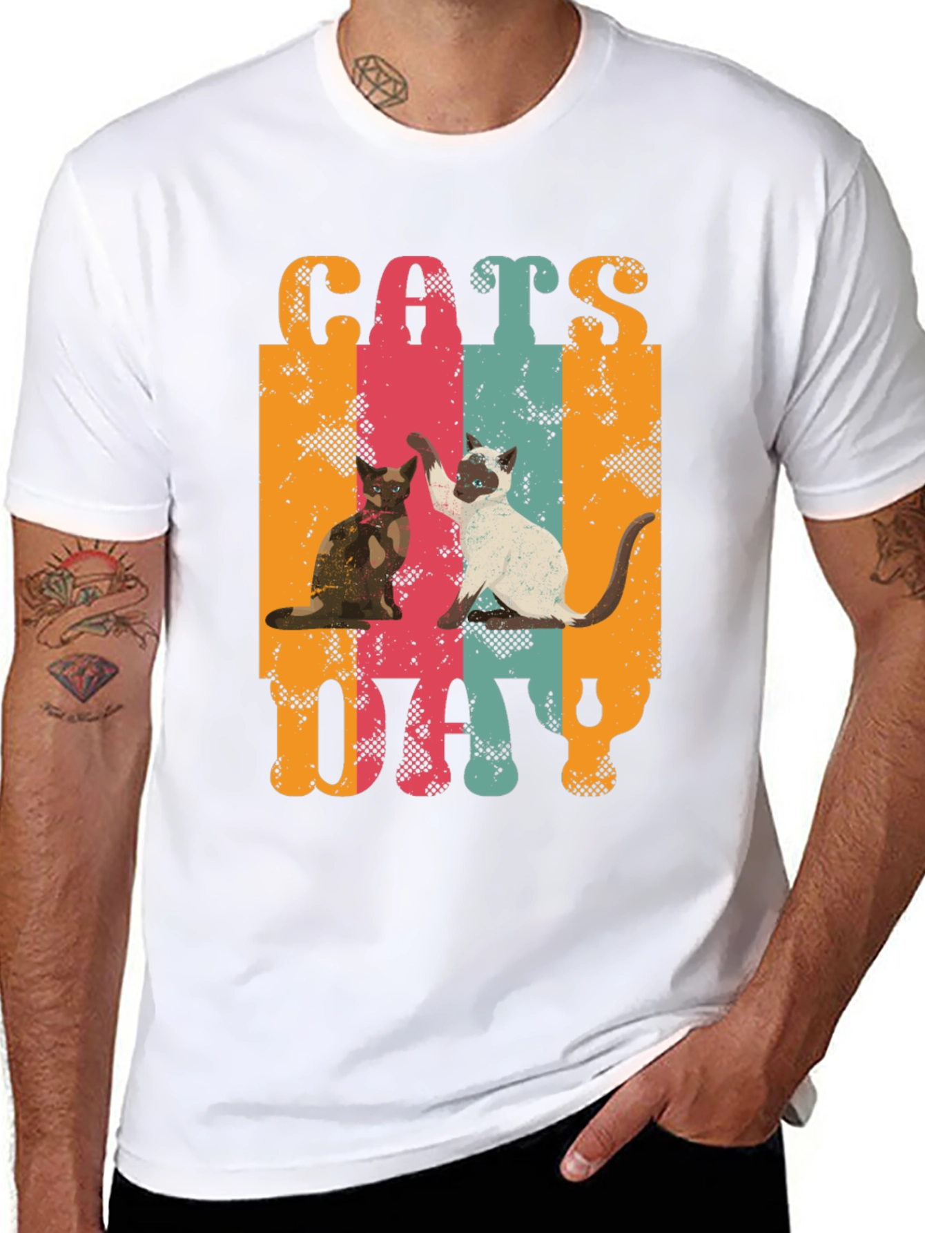 Cats Day Retro Graphic T-Shirt