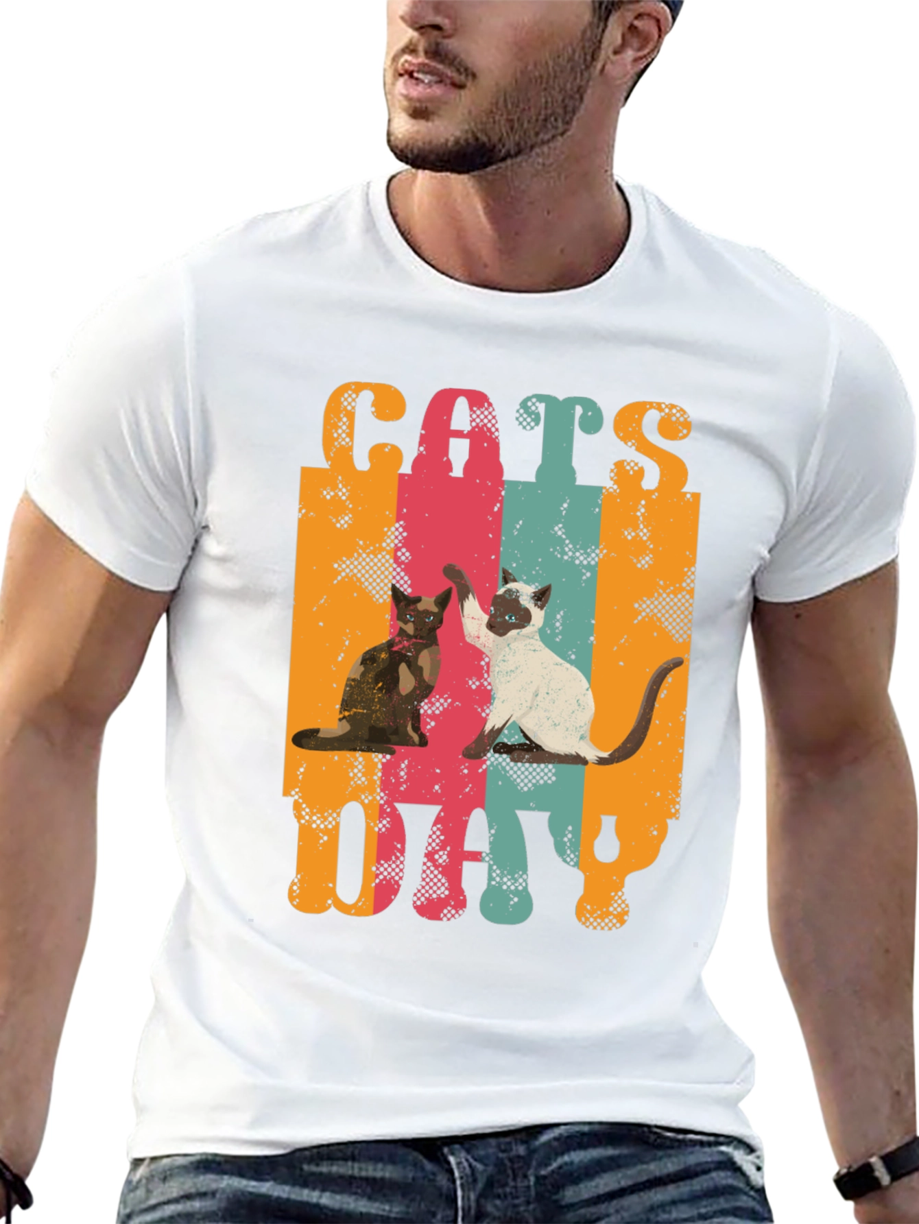 Cats Day Retro Graphic T-Shirt