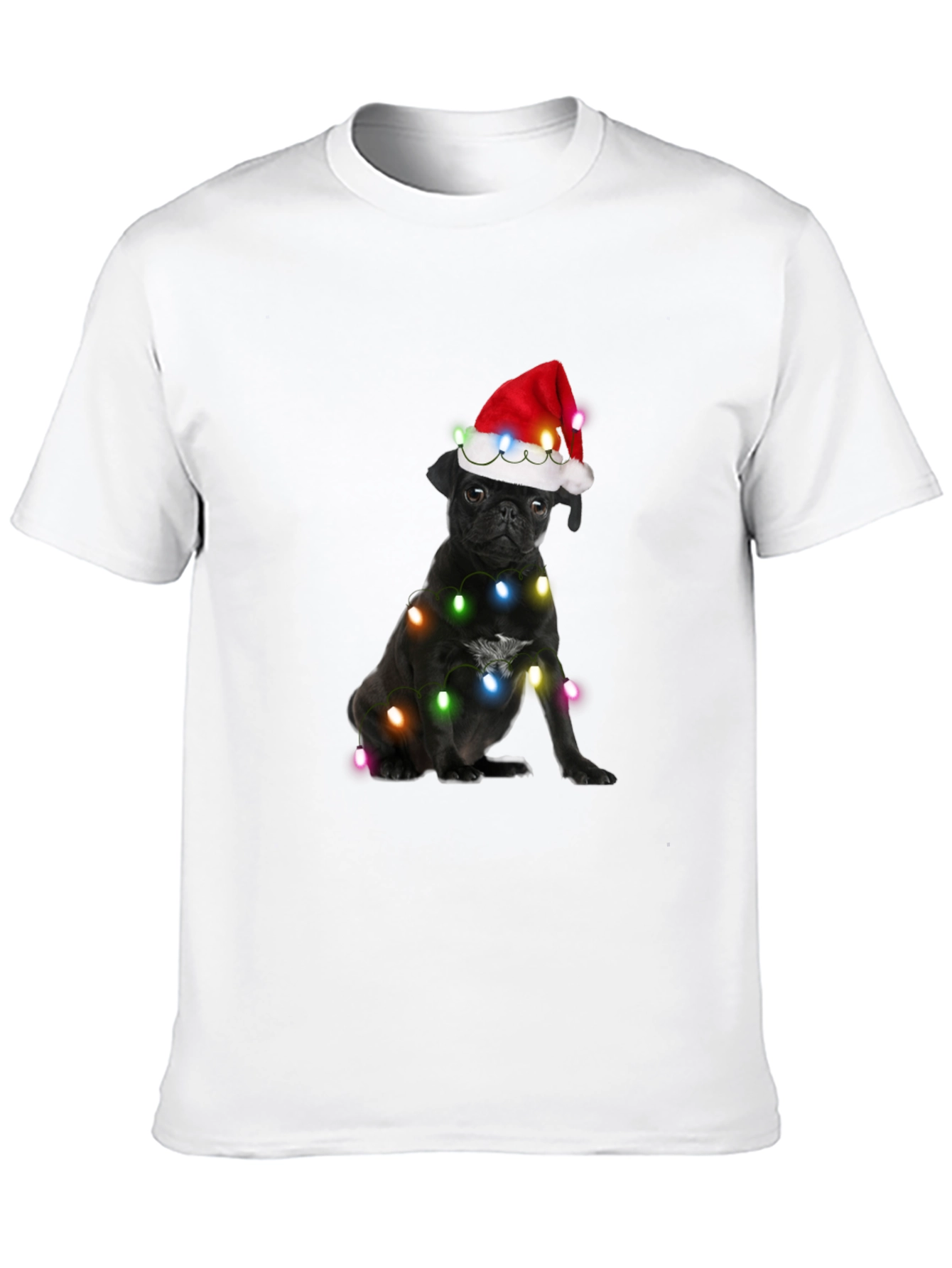 Festive Pug T-Shirt - Black Christmas Dog Tee