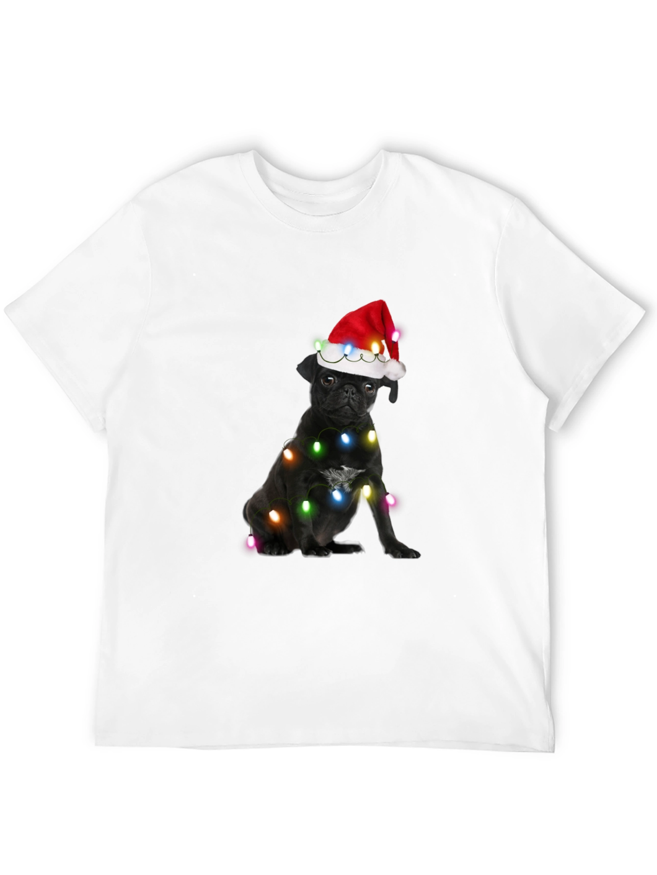 Festive Pug T-Shirt - Black Christmas Dog Tee