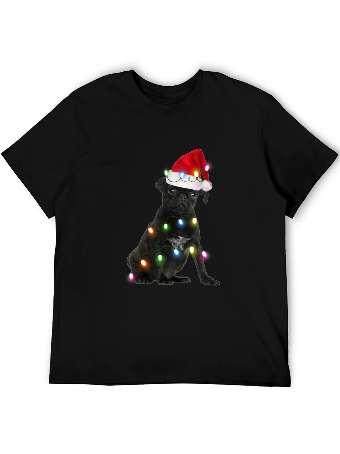 Festive Pug T-Shirt - Black Christmas Dog Tee