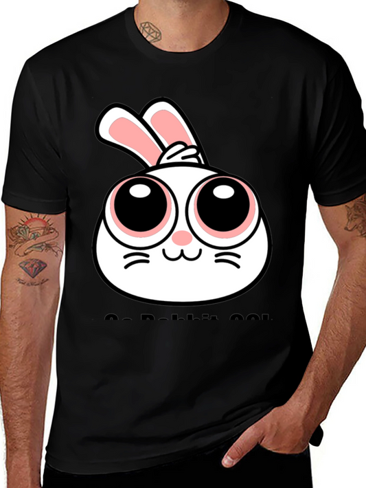 Cute Rabbit Graphic Black T-Shirt