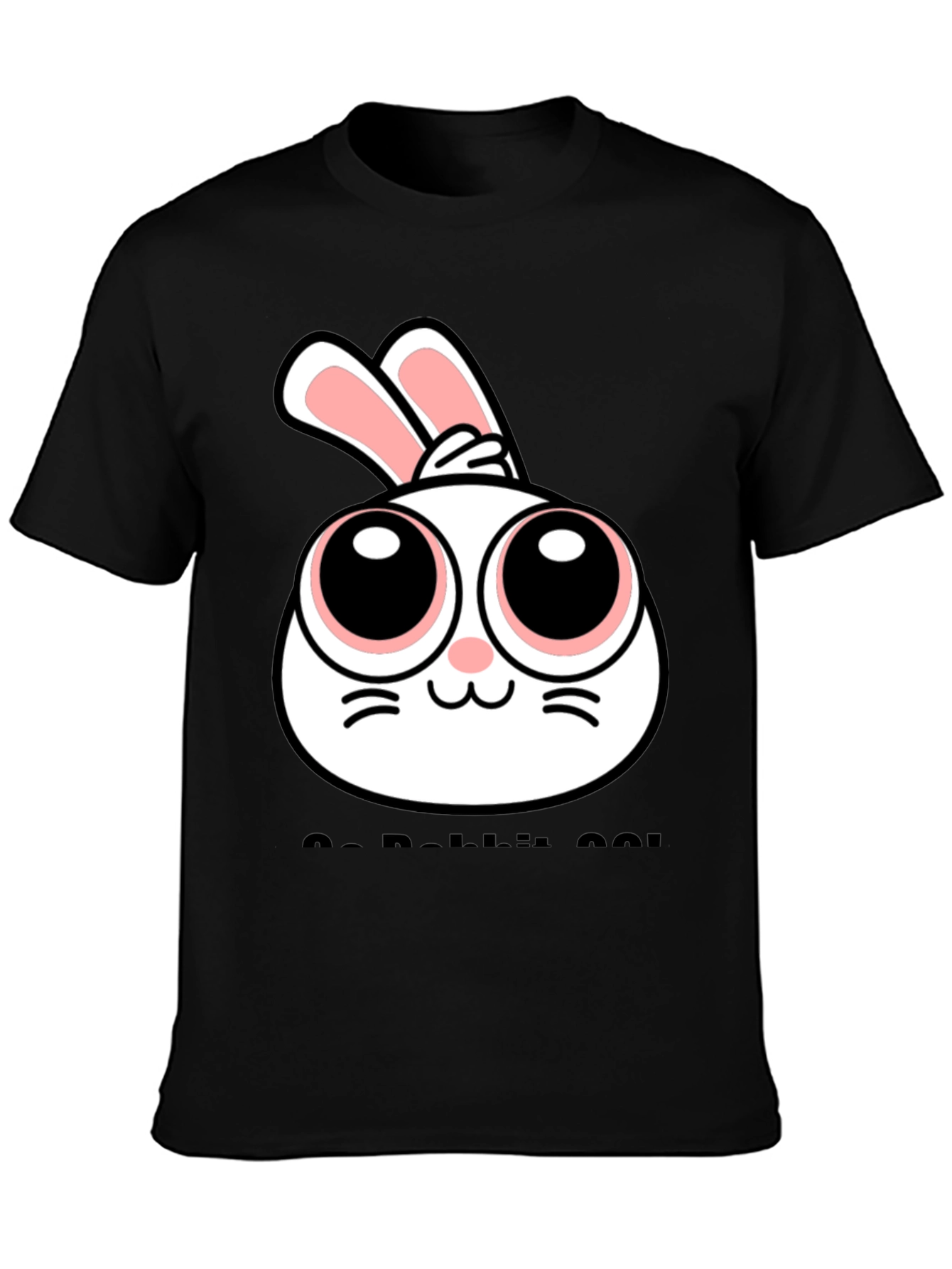 Cute Rabbit Graphic Black T-Shirt