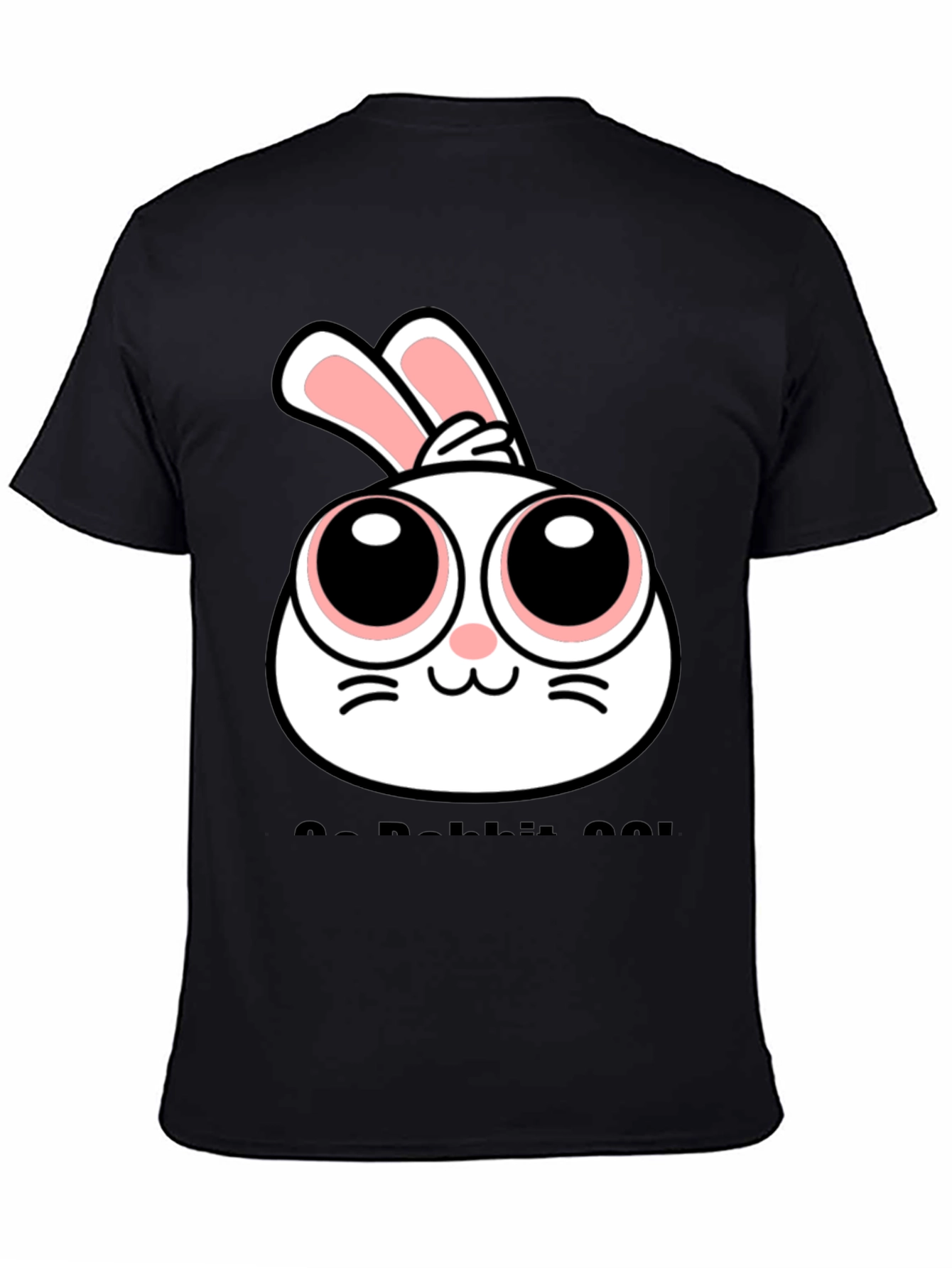 Cute Rabbit Graphic Black T-Shirt