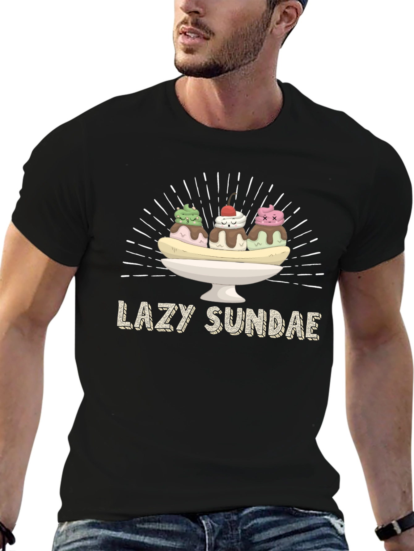 Lazy Sundae Graphic T-Shirt - Black