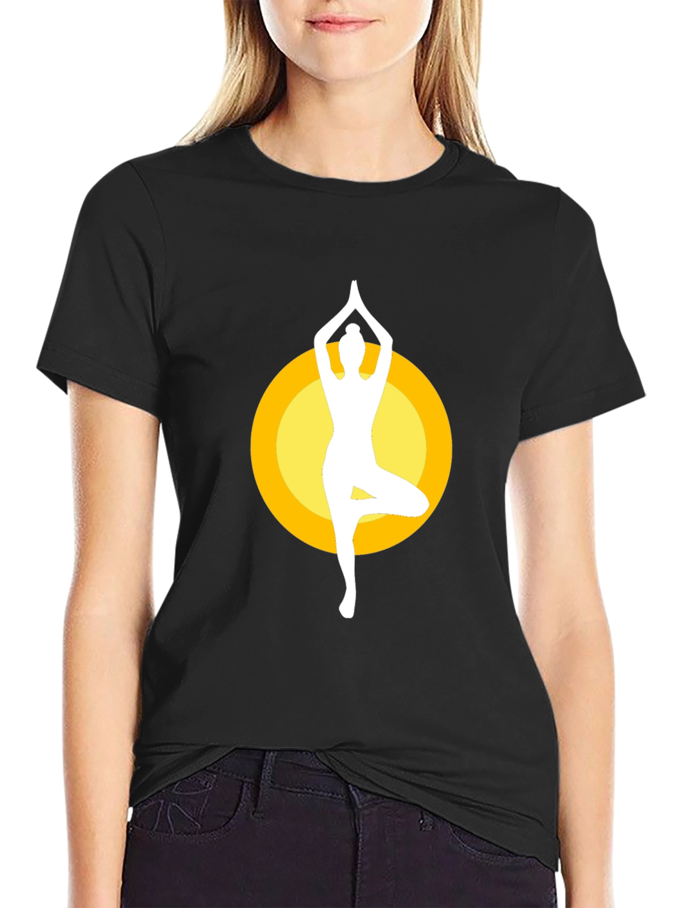 Yoga Pose Graphic Tee - Mens Black Cotton Blend