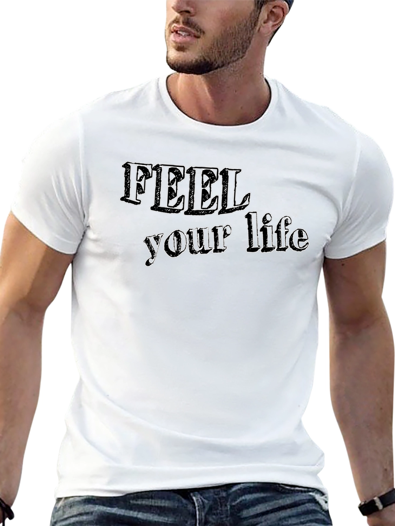 Feel Your Life Graphic Black Tee
