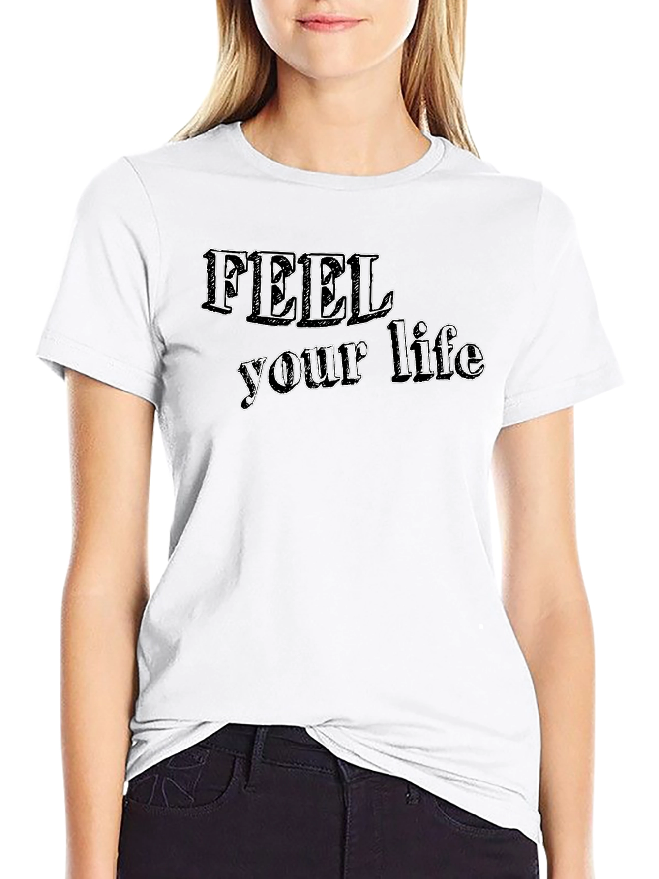 Feel Your Life Graphic Black Tee
