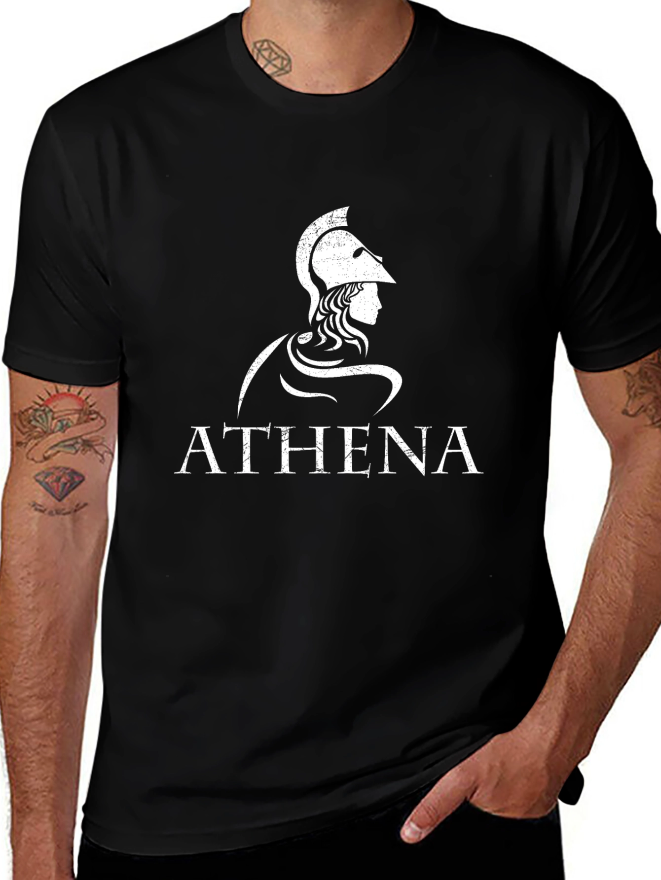 Athena Graphic Tee - Black Cotton T-Shirt