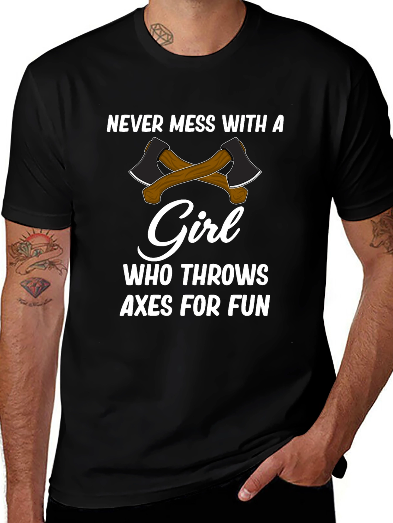 Never Mess With a Girl Axe Throwing T-Shirt