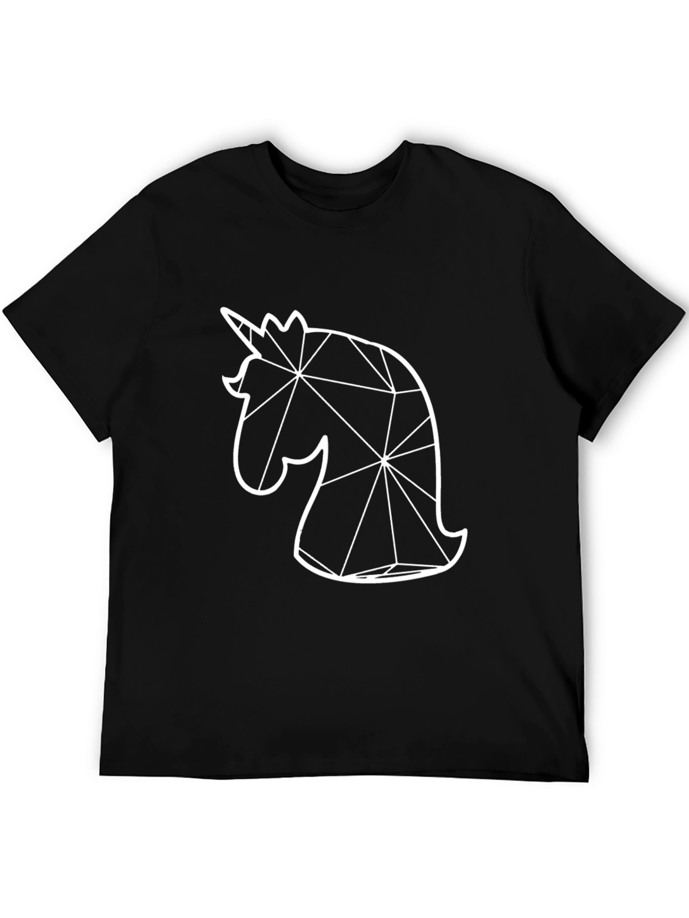 Geometric Unicorn Graphic Tee - Black