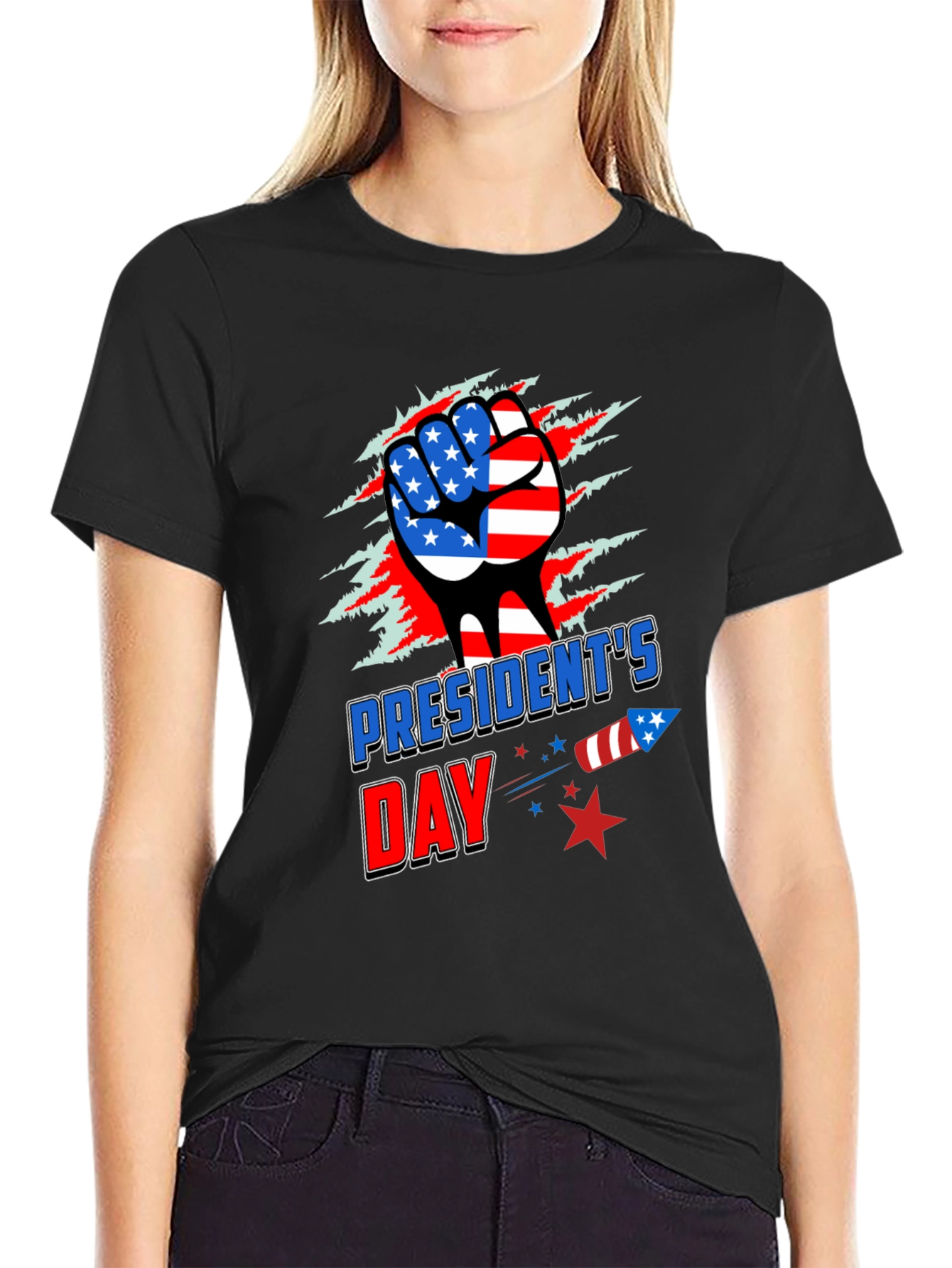 Presidents Day Graphic Tee - Patriotic Fist Design