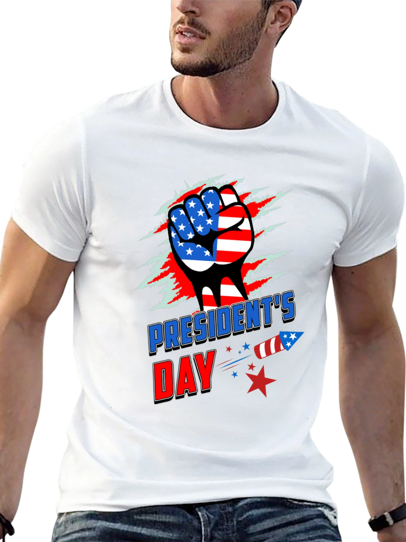 Presidents Day Graphic Tee - Patriotic Fist Design