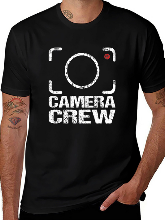 Camera Crew T-Shirt: Distressed Graphic Print