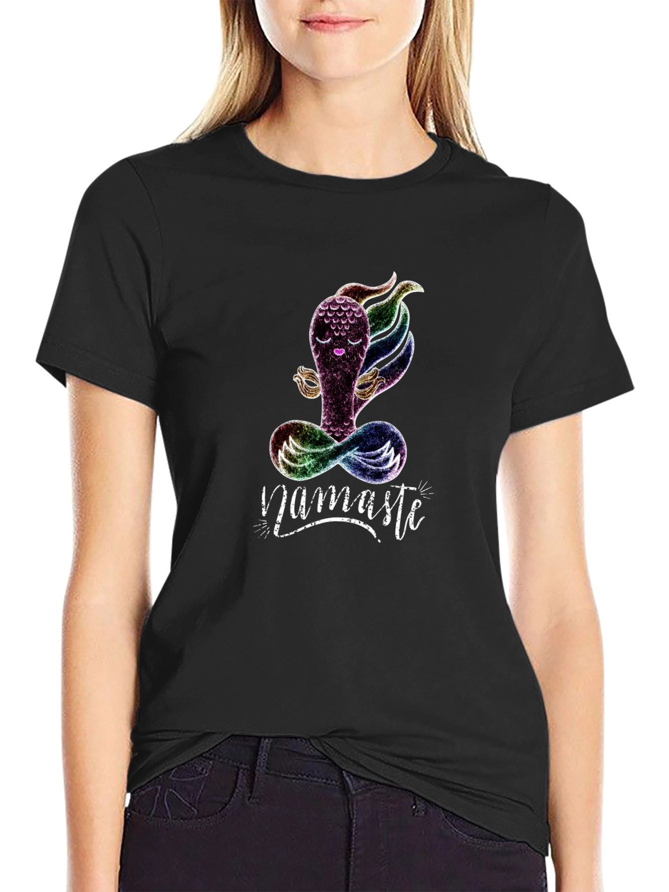 Namaste Yoga T-Shirt - Meditating Rainbow Creature