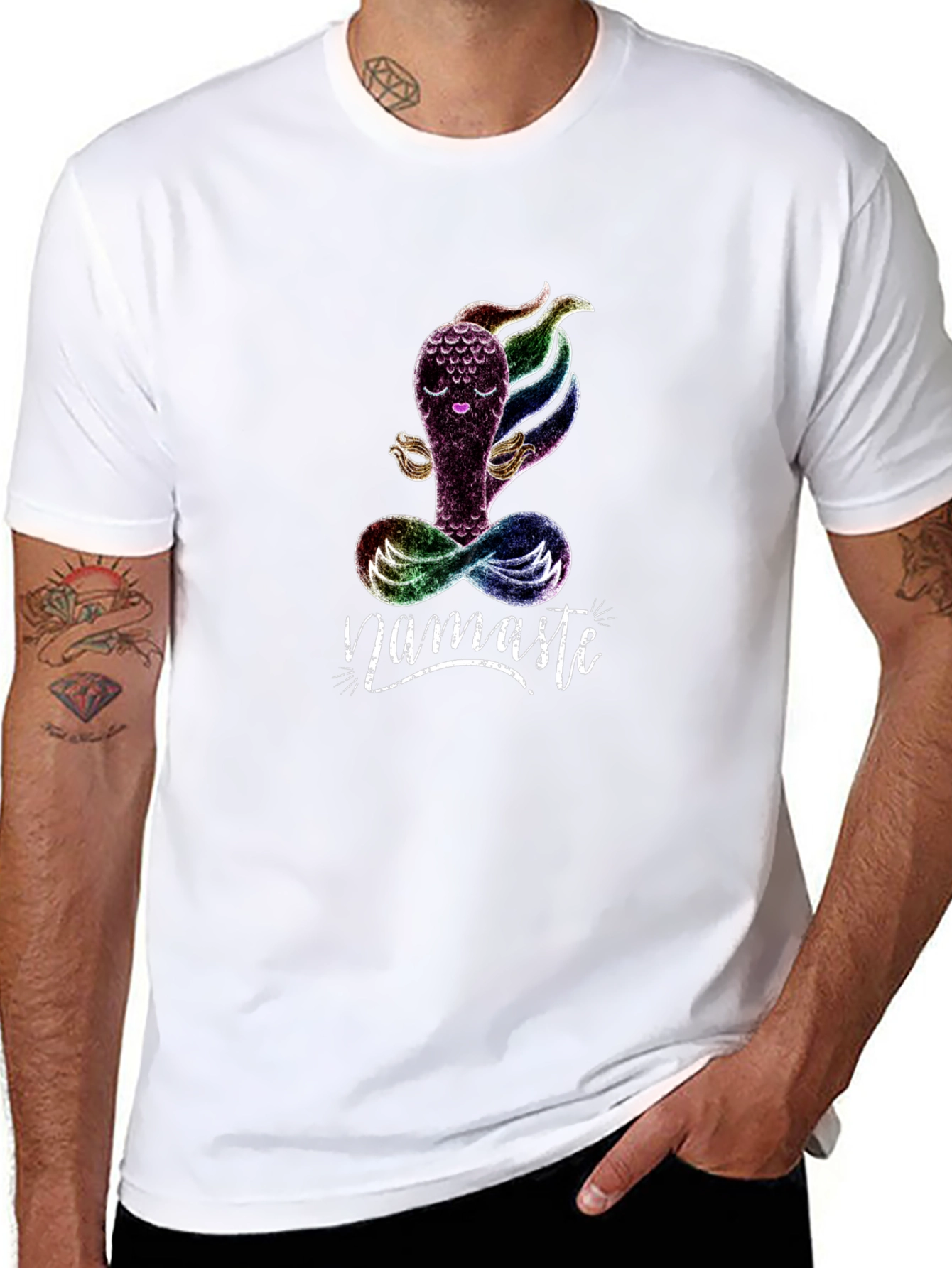 Namaste Yoga T-Shirt - Meditating Rainbow Creature