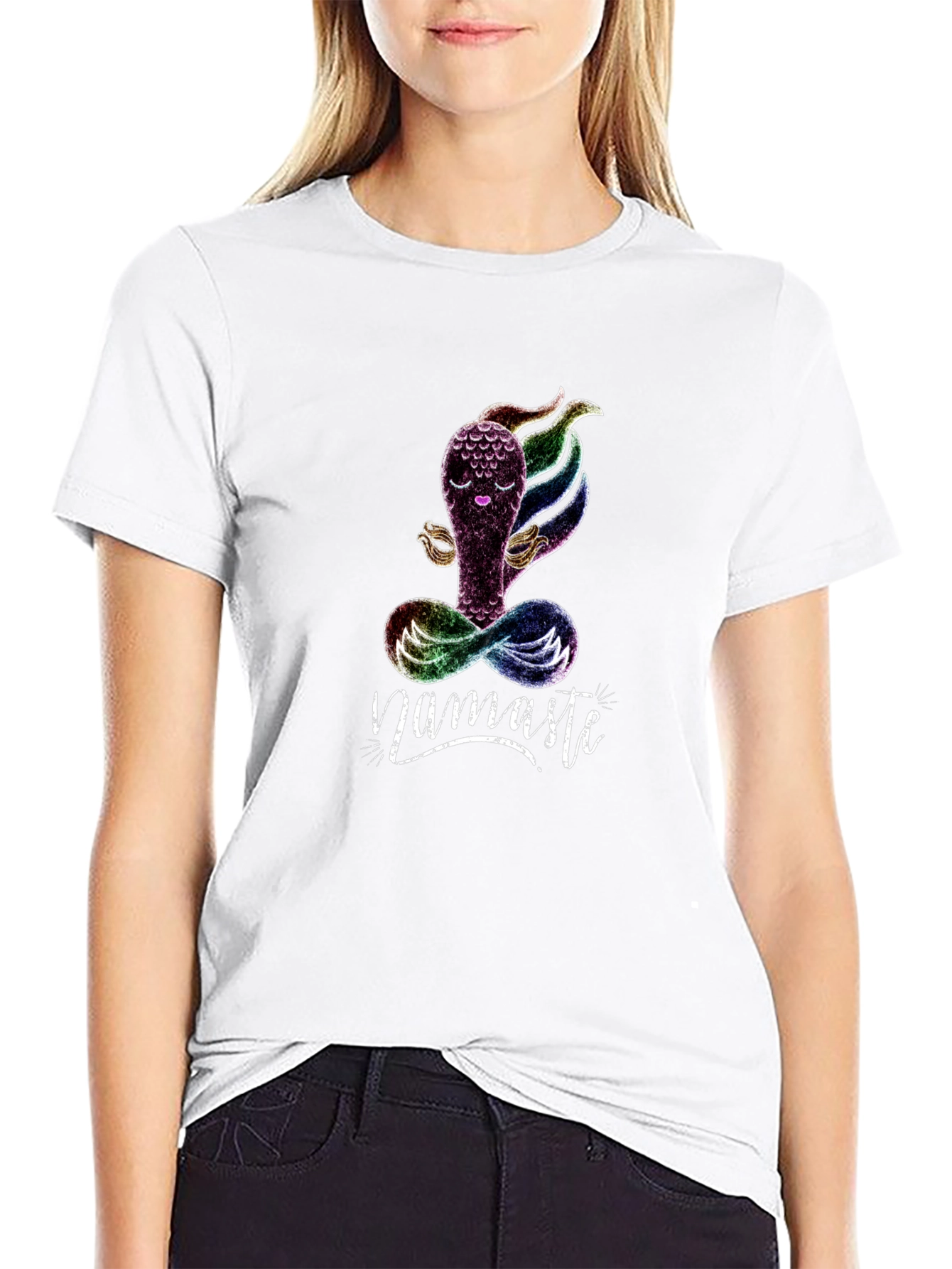 Namaste Yoga T-Shirt - Meditating Rainbow Creature