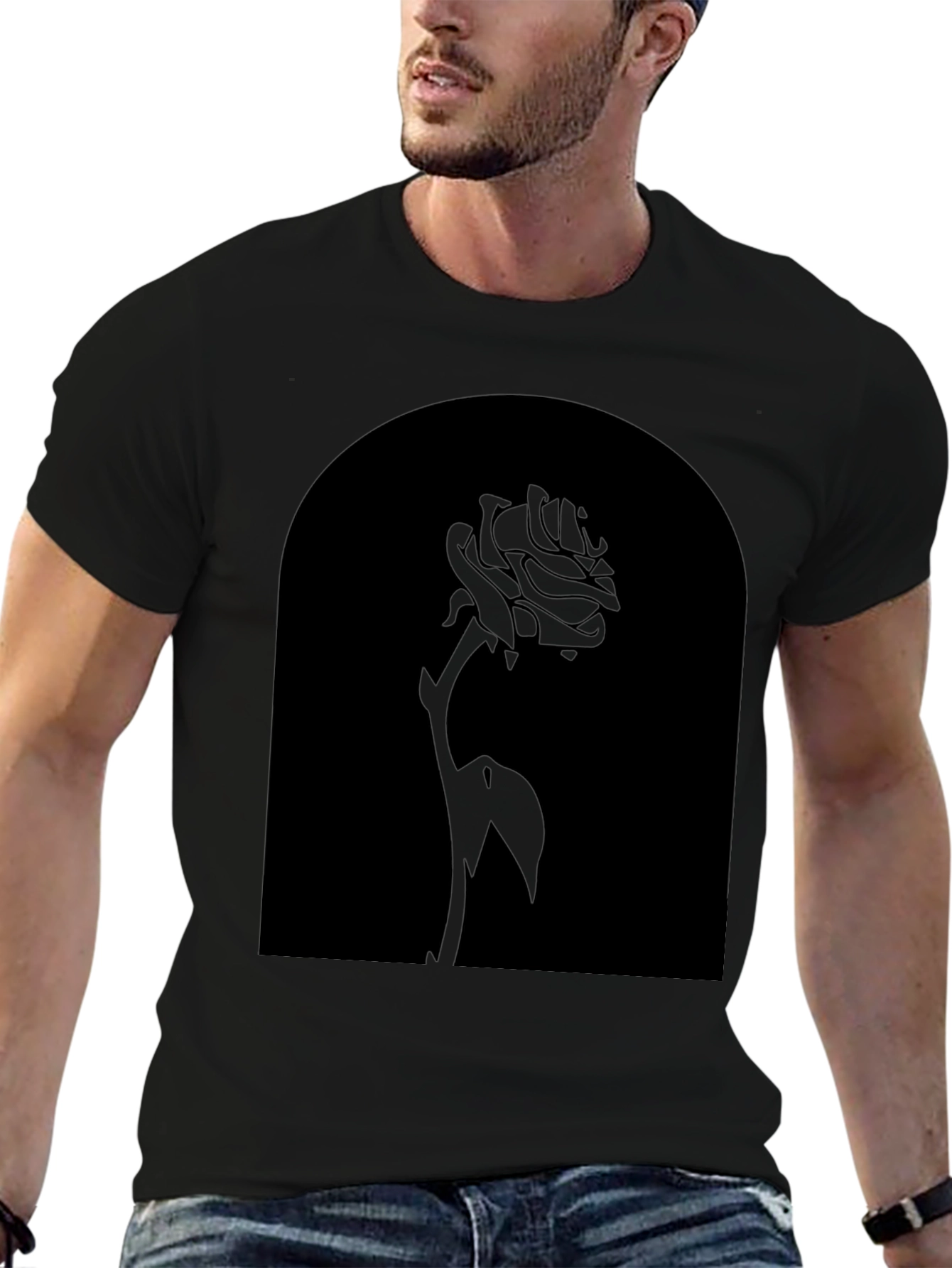 Rose Silhouette Black T-Shirt