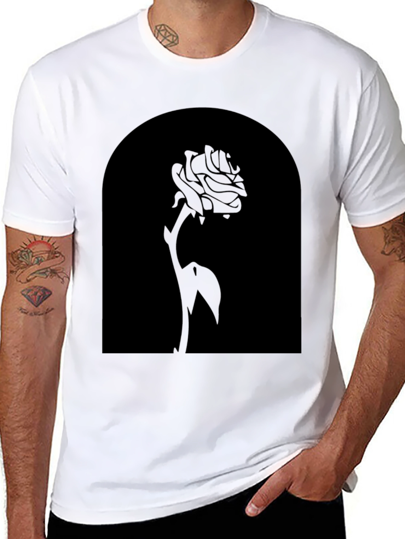 Rose Silhouette Black T-Shirt
