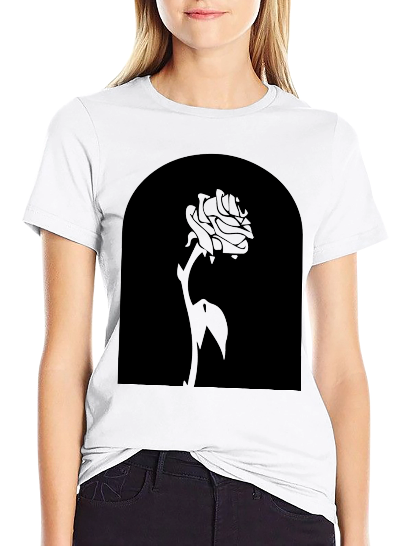 Rose Silhouette Black T-Shirt